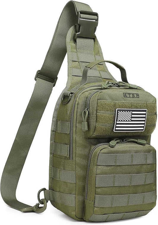ATBP Tactical Sling Backpack with Holster Military Crossbody Bag for Men Single Shoulder Back Pack 10L