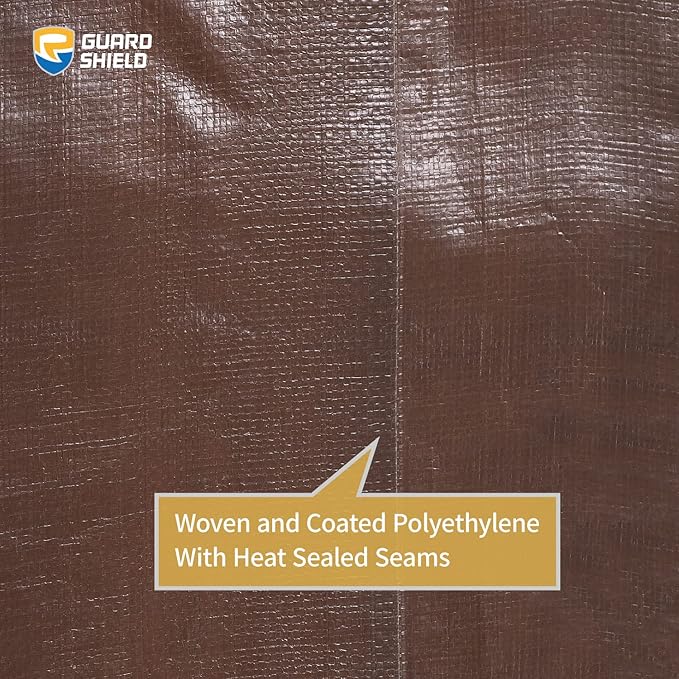 GUARD SHIELD Tarps Heavy Duty Waterproof 30x40 Feet Brown/Silver Poly Tarp Cover Outdoor Thick UV Resistant Tarpaulin with Grommets 10mil