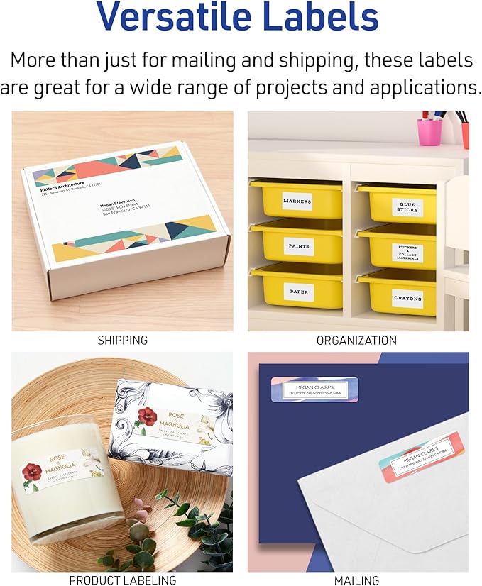 Avery Easy Peel Printable Address Labels with Sure Feed, 1" x 2-5/8" Customizable Stickers, White, 15,000, Great for Mailing, Shipping, and More (5-Pack of 5160)