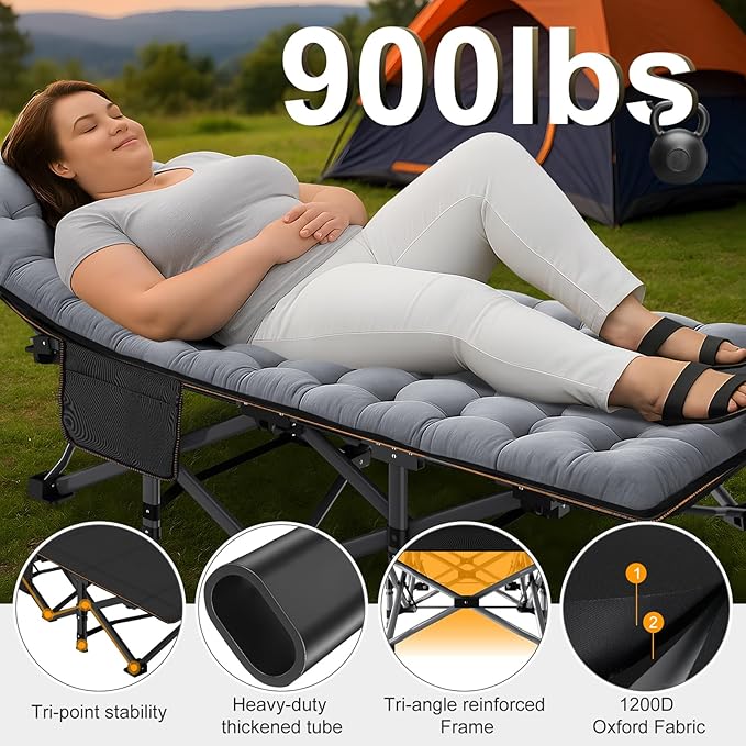 ABORON Camping Cot for Adult 28" Extra Wide, Heavy-Duty 1200D Oxford Cot for Sleeping, Portable Folding Camp Bed with Mat & Carry Bag