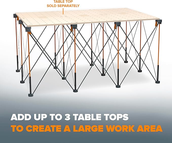 BORA Centipede CT12 36 inch Tall Portable Folding Workstand with Carry Strap, Collapsible Workbench, Construction Table, Support, Sawhorse, 4Ft X 6Ft, 36 inch Work Height, 4500lb Weight Capacity