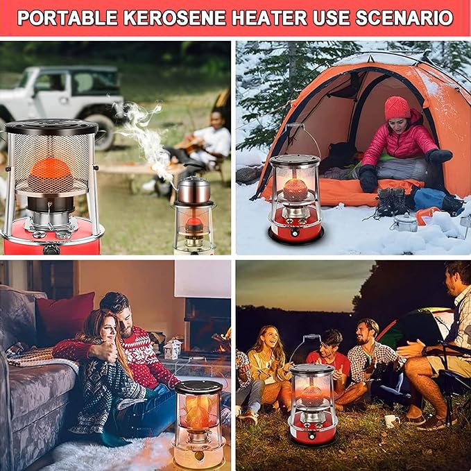 Kerosene Heater & Stove, Kerosene Heater for Indoor Use, 9000 BTU, Outdoor Camping Portable Camp Tent Heater for Ice Fishing, Hunting, Hiking, Survival Emergency & Patio（4.6L）