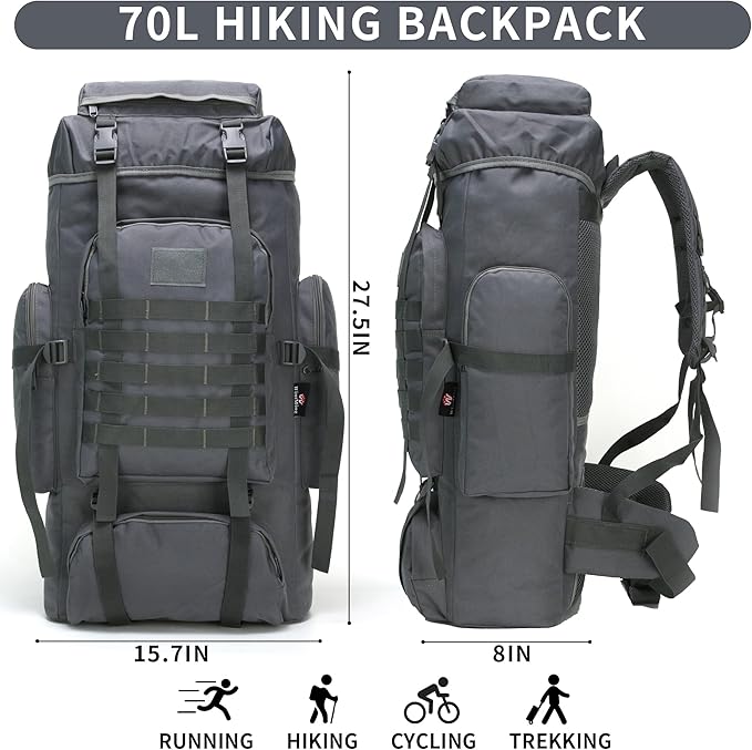 Hiking Backpack for Men 70L/100L Camping Backpack Military Rucksack Molle 3 Days Assault Pack for Climbing