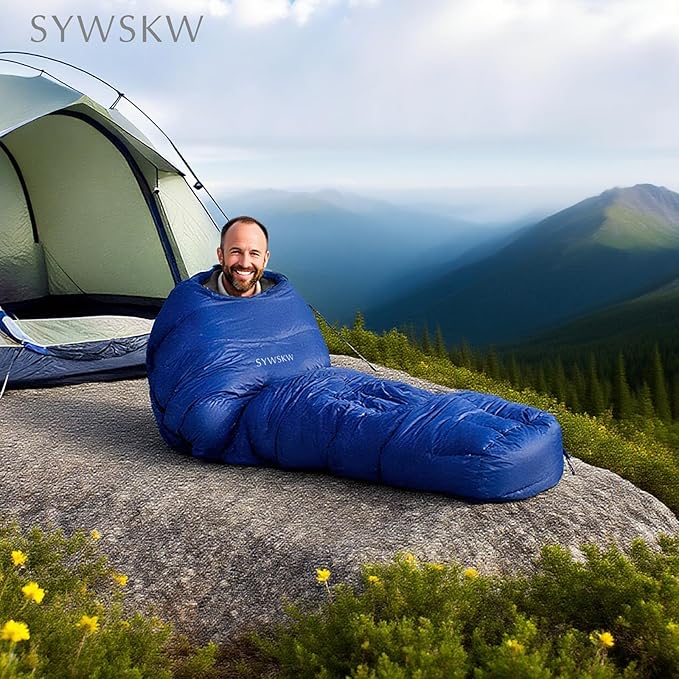 Down Sleeping Bag with Pillow for Backpacking,15℉ 5℉ 0℉ Wide Down Sleeping Bag (86.6 in x 33.5 in) for Adults,Teens,Youth Camping and Hiking Outdoor with 680FP Duck Down