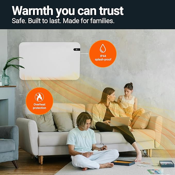 Könighaus 600W Smart Dual Space Heater – Wall heater and mobile use – WiFi App Control & Remote – Includes Towel Rack, Stand Feet & Mounting Kit – Color: White