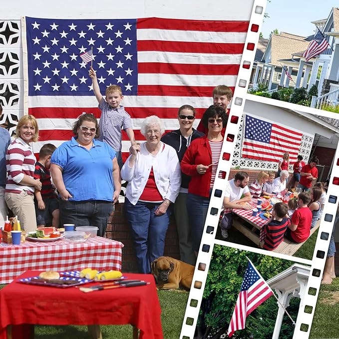 American Flag 8x12 FT Outdoor, Heavy Duty High Wind Extra Large US Flag, Embroidered Stars, 4 Brass Grommets, Giant Indestructible Tough USA Flags Suitable for Outside