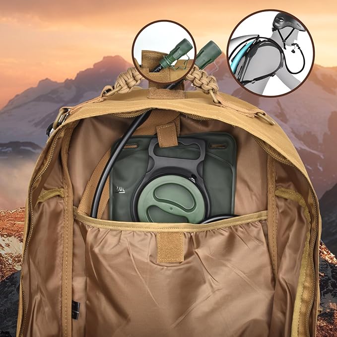 Military Tactical Backpack, 40L Tactical Backpack for Men, Army 3 Days Assault Pack, Military Molle Backpack Waterproof, EDC Hiking Bug Out Bag with Water Bladder Compartment, Hiking Rucksack