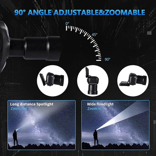VAVOFO LED Headlamp 2400mAh Rechargeable, 2000 Lumen Bright, Zoomable, Waterproof Outdoor Headlight Flashlight with Stepless Dimming, Lightweight, Adjustable Headband, 5 Modes for Camping, Hiking