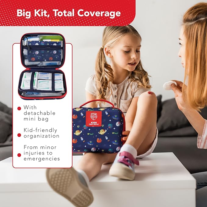 Swiss Safe Kids First Aid Kit for Kids 246 Pieces - for Travel, Home & Car Emergency Kit, Baby & Toddler First Aid, Small Portable Kit with Mini Bag