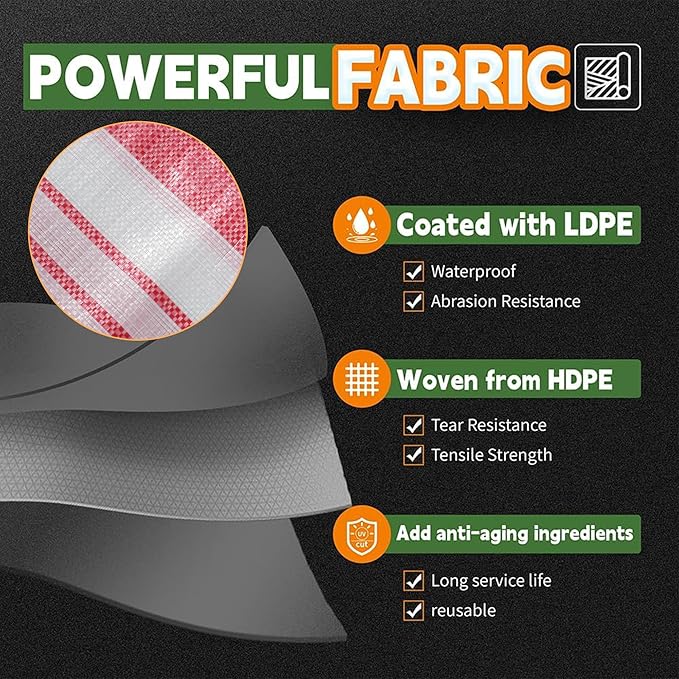 RAINDEWAY Tarps 6x10 Feet,12 Mil Sunshade Striped Tarp Waterproof,Multipurpose Poly Tarp Cover with Grommets and Reinforced Edges,Red/White Tarps