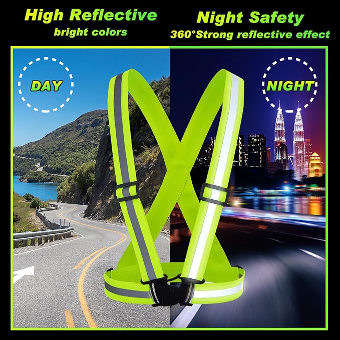 Hercicy 20 Pcs Reflective Vest High Visibility Safety Vests, Adjustable Running Gear Straps Lightweight Reflector for Construction (Yellow)