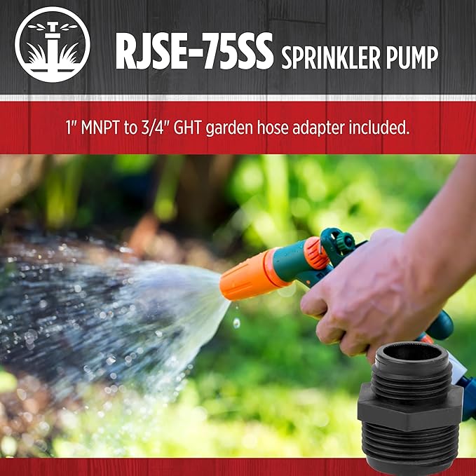 Red Lion RJSE-75SS 115 Volt, 3/4 HP, 11 GPM Stainless Steel Sprinkler Utility Pump with 8-ft. Cord, Red, 614432