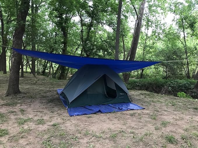 Lightweight Outdoor Camping Tarp 6' x 8' 5-mil Blue Waterproof Boat Tarps Covers with Grommets
