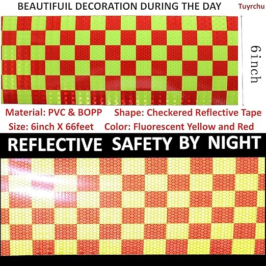 Industrial Reflective Tape 6 inch Wide for Bikes, Outdoor Waterproof High Visibility Safety Warning Adhesive Strips (66 feet)