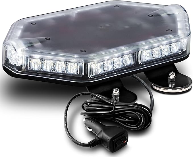 LAMPHUS NanoFlare NFMB40 12" 12V 40W WHITE LED Strobe Mini Light Bar [SAE Class 1] [Magnet/Permanent Mount] Clear Rooftop Rotating Safety Flashing Emergency Warning Beacon Lightbar for Truck Vehicles