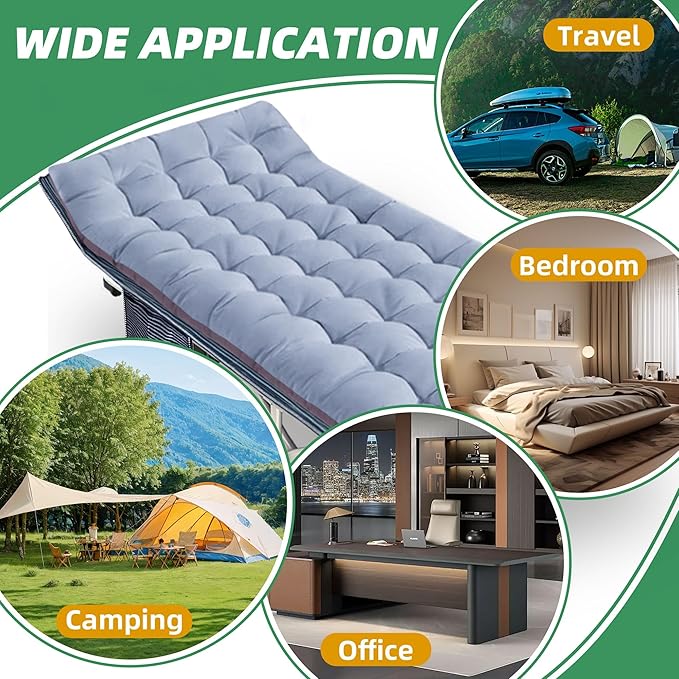 79" L x 32" W x 18" H Oversize Camping Cot with Comfortable Mattress XXL Sleeping Cots for Adults Camping Bed Folding Cot Heavy Duty with Carry Bag for Home Travel Outdoor Indoor