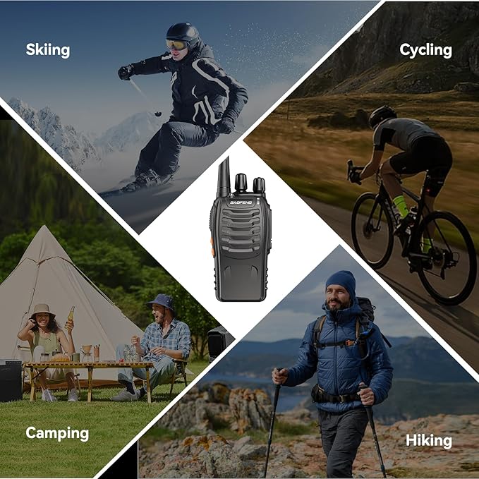 BAOFENG BF-888S Walkie Talkies for Adults Rechargeable Long Range 16 Channel Professional Walky Talky and Security Headphones Flashlight Li-ion Battery and Charger (10 Pack)