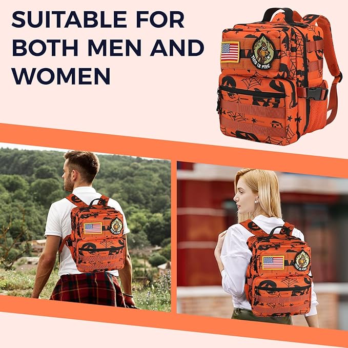 9L Mini Tactical Backpack for Men Women,Small Military Tactical Backpack for Gym,Hiking,Camping,Cycling (Halloween Phantom)