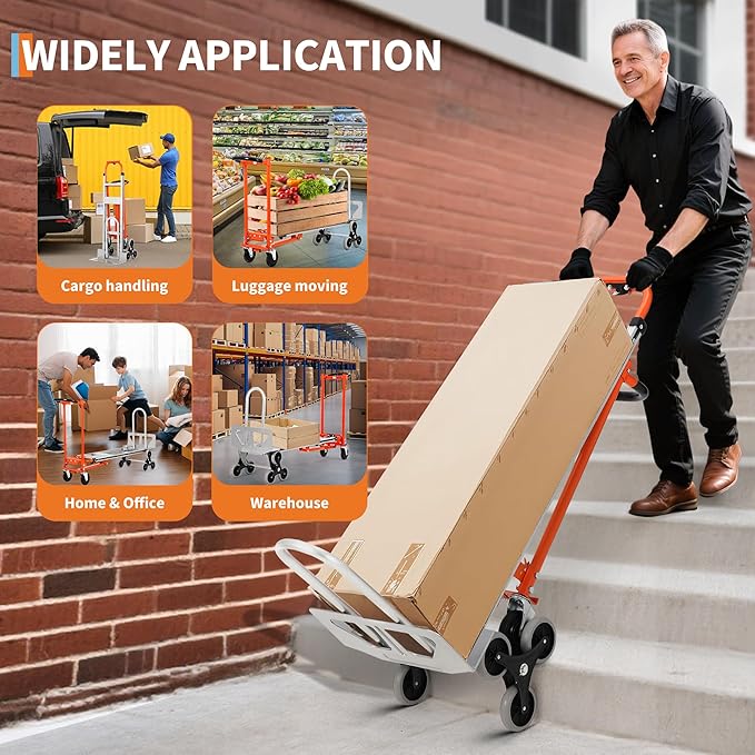 3 in 1 Convertible Hand Truck Dolly, 770 LBS Load Capacity Folding Cart with Stair Climber Wheels, Elastic Straps, Aluminum Convertible Hand Truck for Home, Warehouse, Supermarket, Office