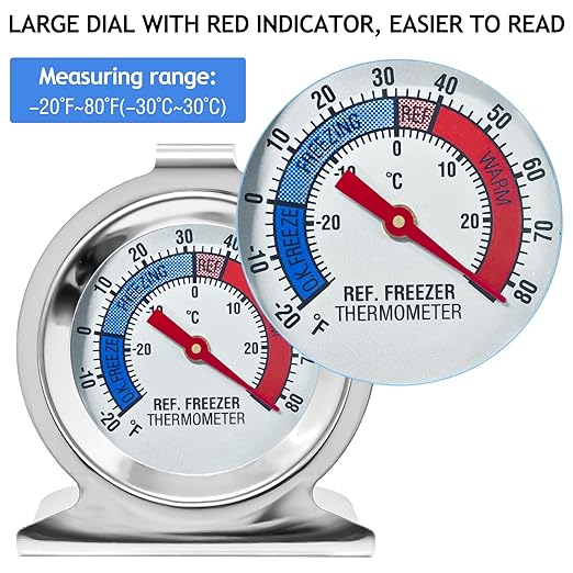 12 Pack Refrigerator Freezer Thermometer Large Dial Fridge Thermometer with Dual-Scale -30~30°C/-20~80°F for Freezer Refrigerator Cooler