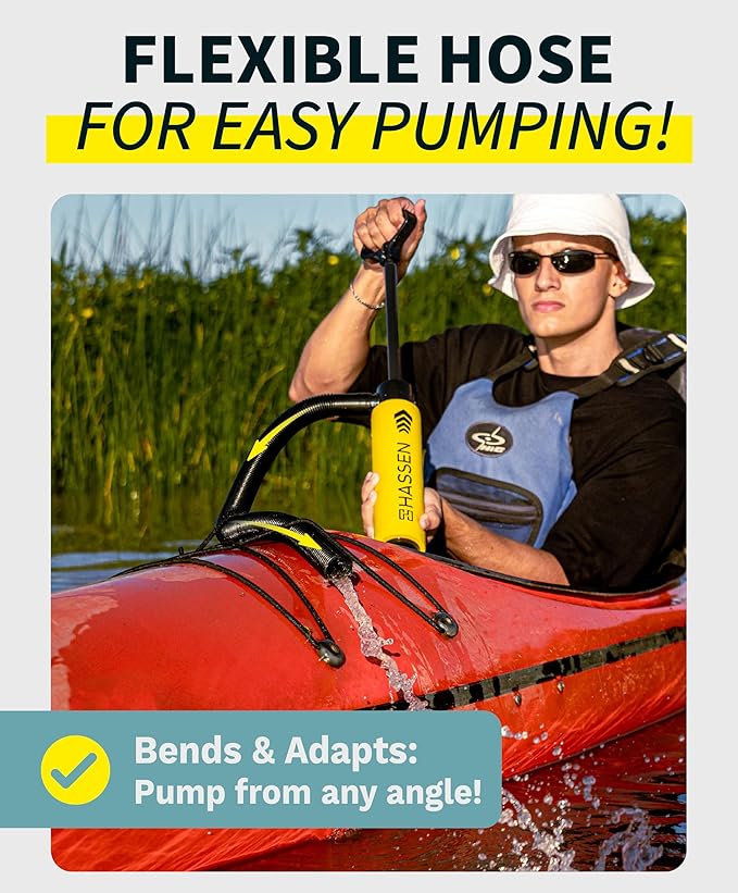 Manual Bilge Pump for Boats, Kayak Portable Hand Pumps for Water Removal - Long Hose Marine Safety Equipment Must Haves, Emergency Tool Home & Outdoors