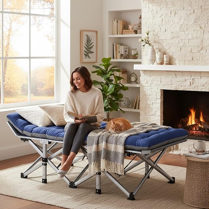 ABORON Camping Cot for Adult 28" Extra Wide, Heavy-Duty 1200D Oxford Cot for Sleeping, Portable Folding Camp Bed with Mat & Carry Bag