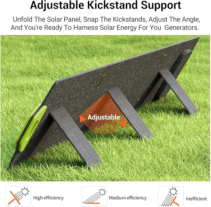 FOSSiBOT Solar Panel SP200 Foldable Solar Panel 200 Watts Adjustable Kickstands for Home, RV