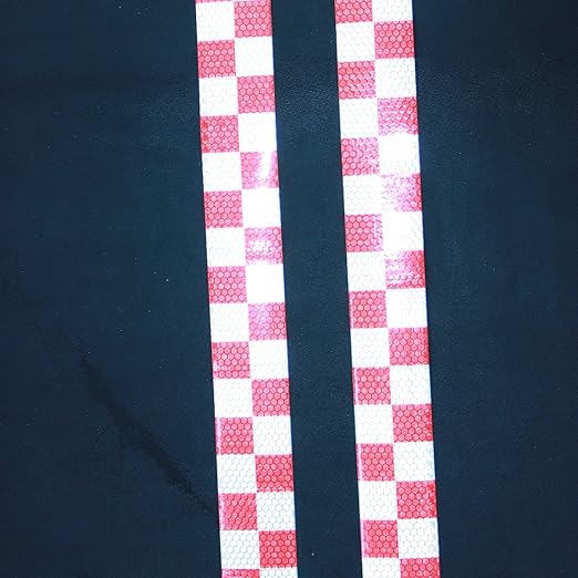 Red and White Reflective Tape 2 inch X 66 feet X 10 Rolls, Outdoor Waterproof Hazard Conspicuity Warning Marking Tape
