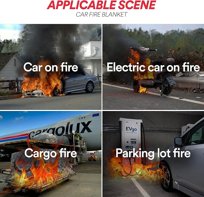 NEZUIBAN Car Fire Blanket Large Emergency Fire Blanket for Electric/Gasoline Vehicle Accidents (20x24 ft)