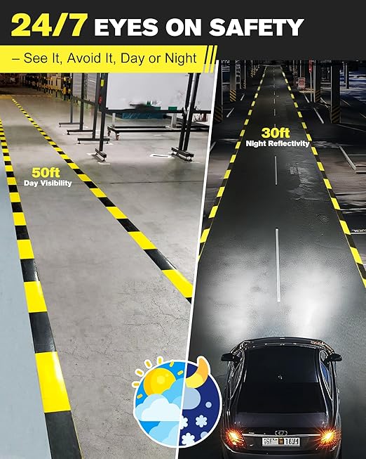 Avery Dennison Safety Floor Tape 2 Inch x 108 FT, Heavy-Duty PVC Forklift-Resistant, High-Visibility Reflective for Warehouse/Factory/Parking, Black & Yellow, ROHS/Reach Certified (1 Roll)