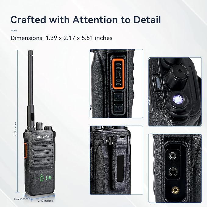 Retevis RT86 2 Way Radio Long Range,Professional Walkie Talkies for Adults with 6 Way Charger,Rechargeable Radio 16H Battery Llife,Heavy Duty Two Way Radios Handheld for Construction Warehouse(6 pack)