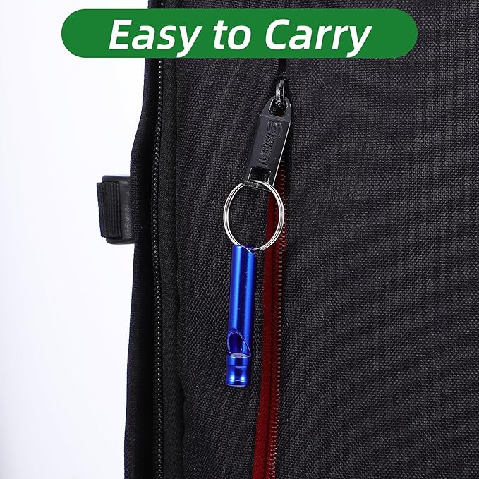 12 Pcs Emergency Whistle with Key Chain, Loud Hiking Safety Whistles for Women Defense, Aluminum Survival Whistle Key Chain for Hunting, Outdoor Sports (6 Colors)
