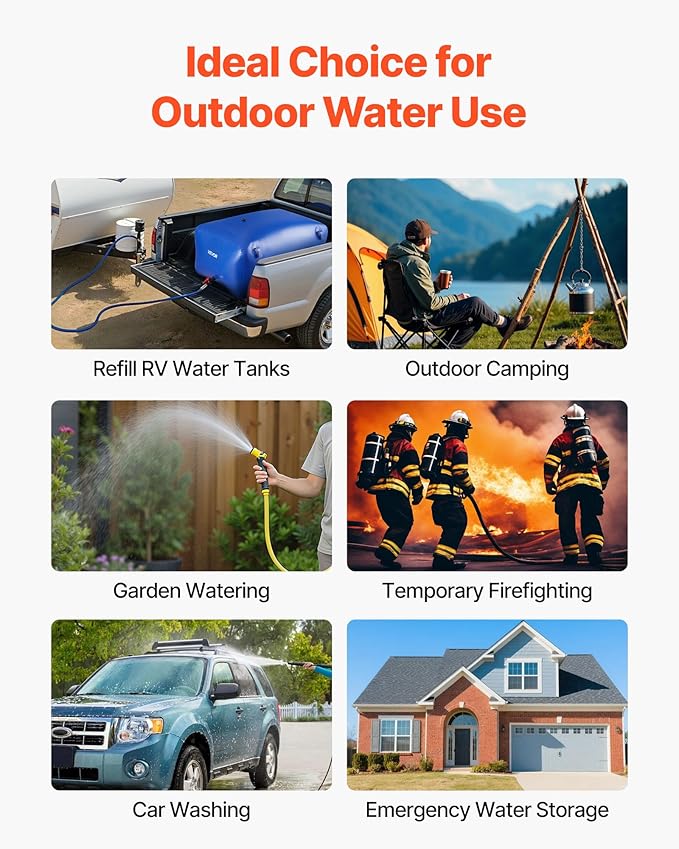 VEVOR Water Storage Bladder 105.7 Gallon Large Capacity Water Bag, Portable & Collapsible Soft Waters Container, Leakproof & Tear-Resistant PVC Emergency Waters Storage Tank for RV Truck & Outdoor Use