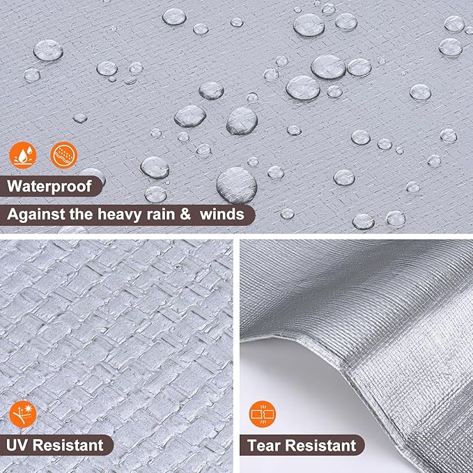 Large Tarp 8x10FT, 16 Mil Heavy Duty Waterproof with Grommets Every 23.6", 420D Thick Plastic, UV Resistant Tear & Fade Resistant, Reinforced Edges for Outdoor Pool Camp Tent