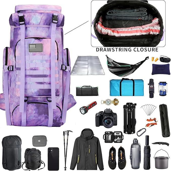 Hiking Backpack for Men 70L/100L Camping Backpack Military Rucksack Molle 3 Days Assault Pack for Climbing