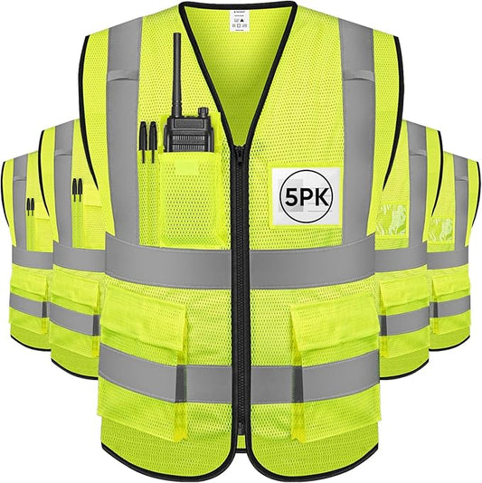 TICONN Reflective Safety Vest High Visibility Class II Mesh Vest for Women & Men Meets ANSI Standards