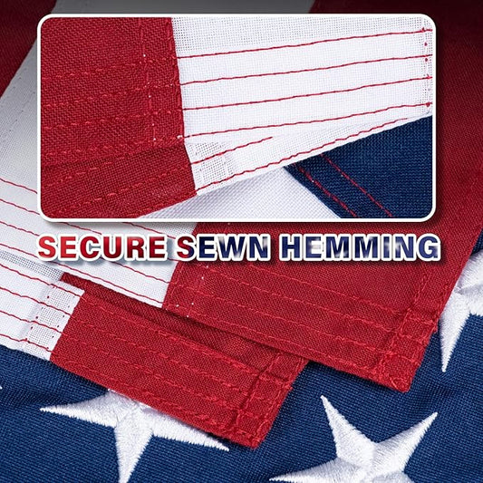 American Flag 6x10 FT TearProof Series, Heavy Duty Tough Spun Polyester USA Flags High Wind for Outside Outdoor with Durable Embroidered Stars Sewn Stripes Brass Grommets