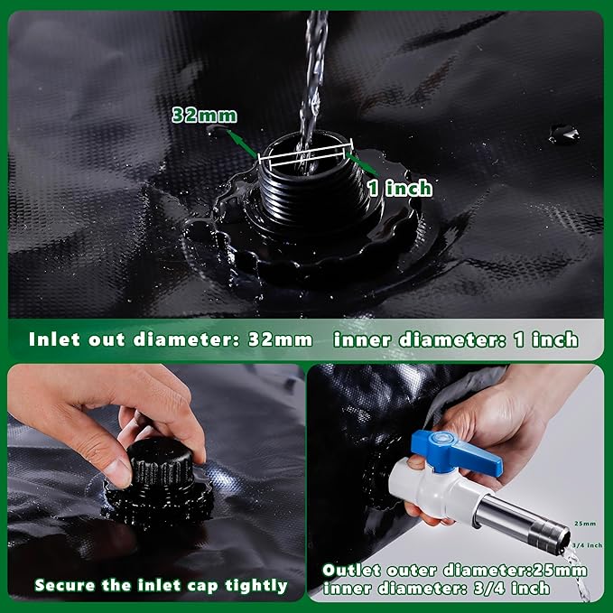 MXQMKL 4000 L/1000 gal Water Bladder Storage Containers, Foldable Portable Water Tank Large Capacity Soft Water Bag, Drought Resistance, Fire Prevention, Emergency Water