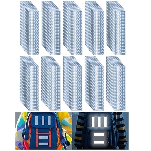 Non Fading White Reflective Stickers 1 inch X 4 inch, Outdoor Waterproof High Visibility Warning Safety Adhesive Reflector Tape (100 Pcs)