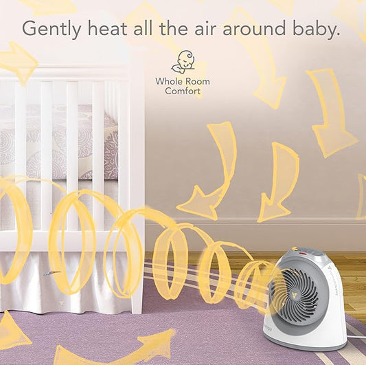 Vornadobaby Tempa Nursery Space Heater, Electric Space Heater for Baby with Locking Controls, Tipover Protection, Safety Shutoff, Hidden Cord Storage, Adjustable Thermostat