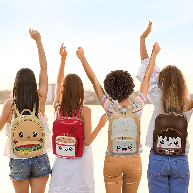 Kawaii Ramen Noodle Backpack Purse | Women and Kids Fashion Backpack Purse | Faux Leather