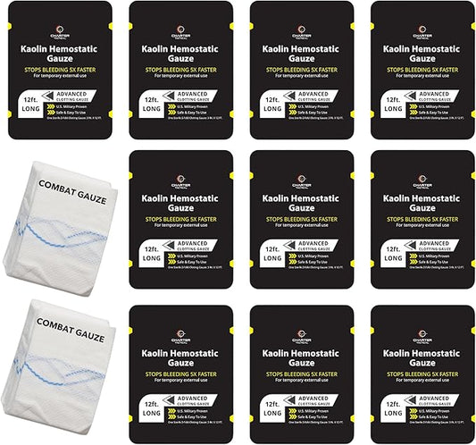 First Aid Advanced Quick Clotting Combat - Flexible Hemostatic - Stop The Bleed kit Faster Wound Packing with Quick Clotting Medical - Survival Kit Supplies - 3" x 12.5' (CT-GAUZE10)
