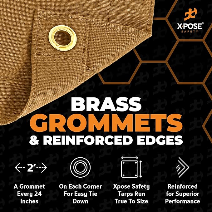 Xpose Safety 10oz Tan Canvas Tarps 20' x 40' – Bulk Full Pallet (20 Packs) – Multipurpose Heavy Duty Water-Resistant Tarpaulin with Brass Grommets for Camping, Canopy & Equipment Protection