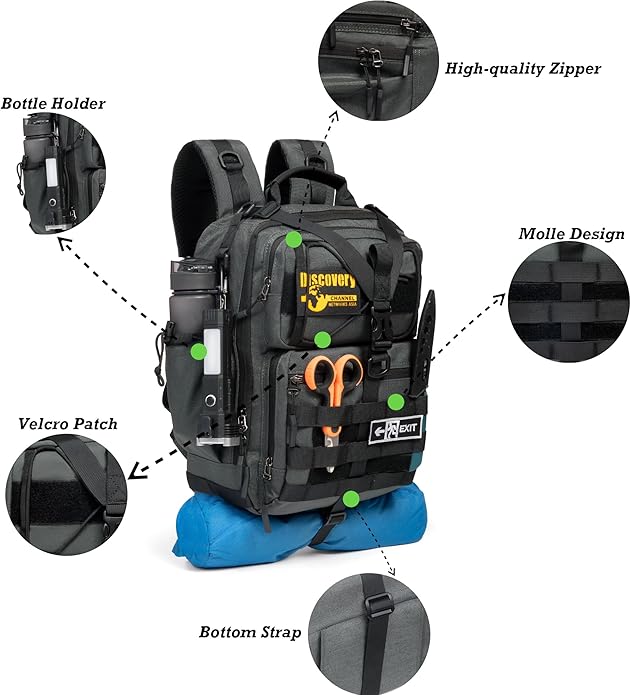 NICGID Tactical Military Backpack Daypack Molle Army Assault Pack Bug Out Bag Travel Fishing Hiking Trekking Rucksack