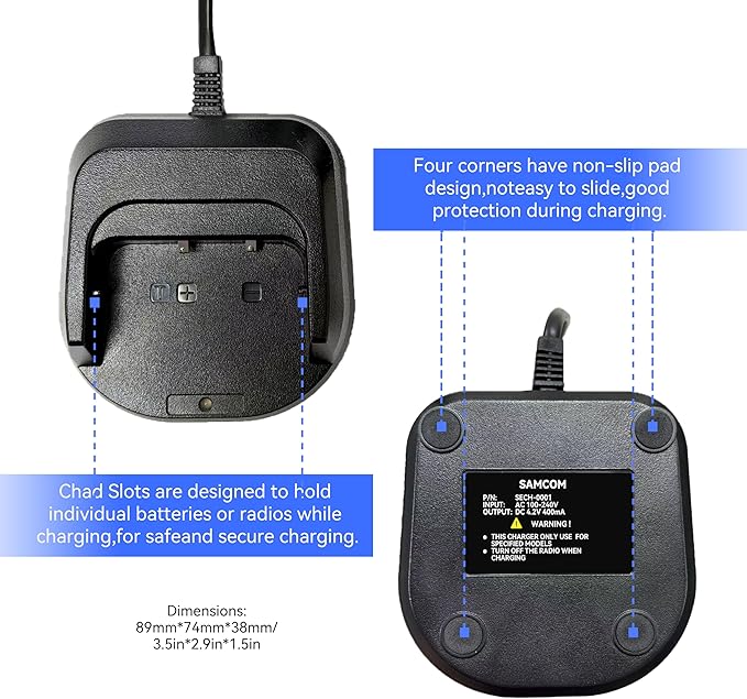 SAMCOM FPCN10A Charging Base, Compatible with FPCN10A FPCN10A-RPO FPCN20A Walkie-Talkie and Separate 3000mAh Battery, Desktop Charger, U.S. Plugs, Indicator Light,1 Pcs (Radios Not Include)