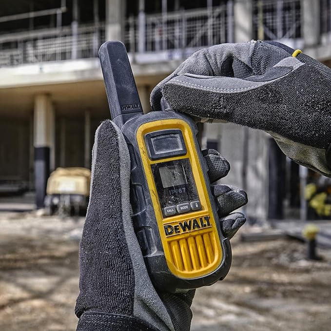 DEWALT FRS Walkie Talkies Long Range 2 Way Radio, 2 Watt, Waterproof & Rechargeable, 6 Pack with 6 Mics & Gang Charger, DXFRS800BCH6-RM1