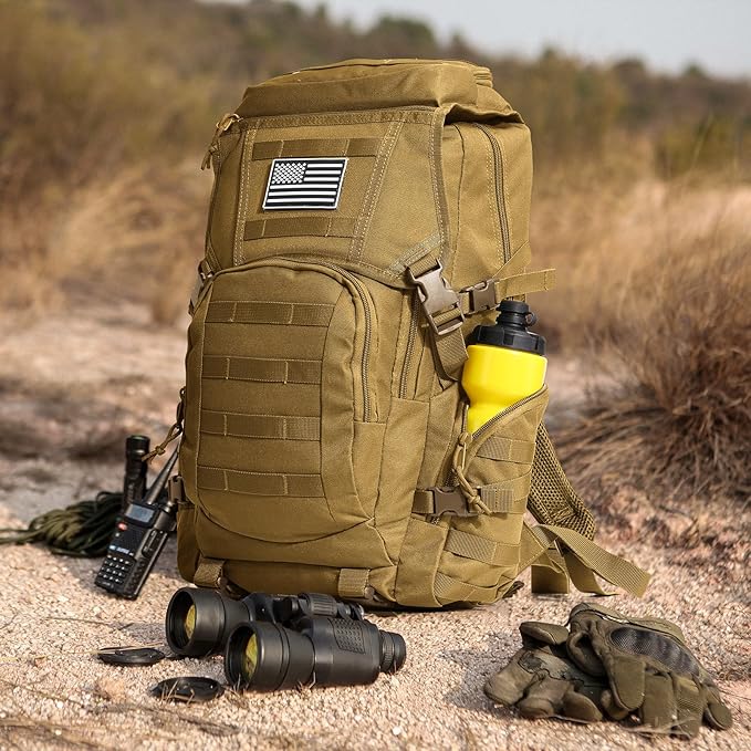 35L Military Tactical Backpack for Men,Water Resistant Assault Pack for Women,Khaki Molle Daypack 3 Day Bug Out Bag Rucksack for Trekking, Camping,Survival,EDC