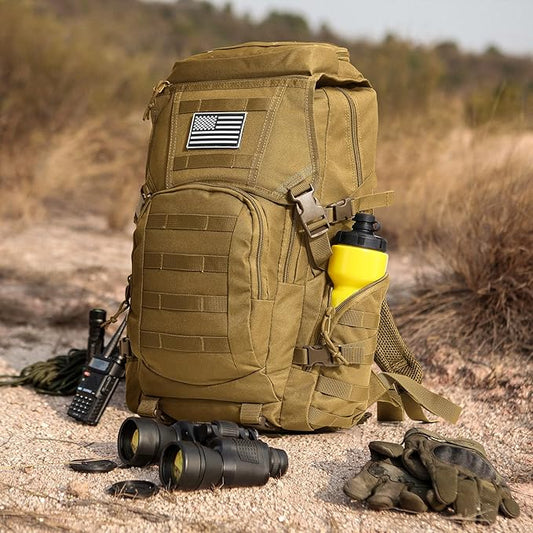 35L Military Tactical Backpack for Men,Water Resistant Assault Pack for Women,Khaki Molle Daypack 3 Day Bug Out Bag Rucksack for Trekking, Camping,Survival,EDC