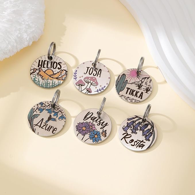 Colorful Dog Tags Personalized, Engraved Dog Tags with Colored Printing for Pets, Dog Name tag with deep Engraving, Custom pet ID Tags, Customizable cat Collar Holder tag (Cosmos)