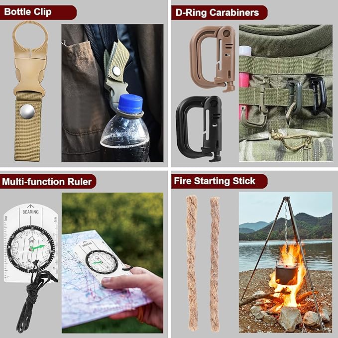 Gifts for Men Christmas - 118-in-1 Survival Kits - Military-Grade Survival Gear for Outdoor Adventures, Disaster Preparedness, Car/Home/Office Emergency Kit with First Aid Supplies